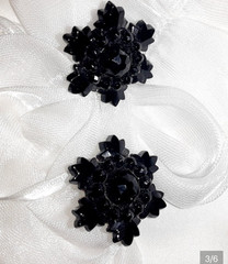 Czechoslovakia Black Snowflake Vintage Earrings