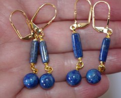 LAPIS LAZULI 45 MM DROP ELONGATED LEVER BACK EARRINGS