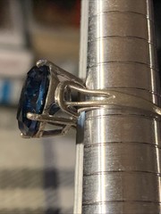 Vintage Sterling Silver Blue Stone Ring 925 A Round Faceted ~ Size 5 ~