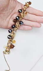 VINTAGE JULIANA (D&E) BROWN TOPAZ RHINESTONE 5-LINK BRACELET