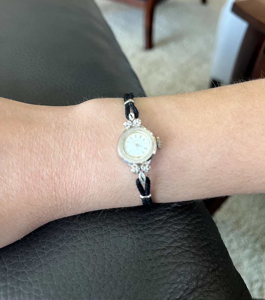 Vintage (1940s/1950s) Lady Hamilton 14K White Gold Watch with 4 Diamonds