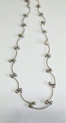 Vintage Sterling Silver 925 Modernist Bone Design Necklace Bar & Ball