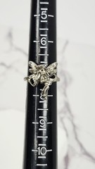 Vintage Silver Tone Pixie Fairy Statement Ring Winged Angel Costume Jewelry