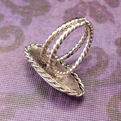 Vintage West Germany Milk Glass Cocktail Ring Black Swirl SZ 7 NOS Jewelry
