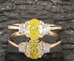 14k Yellow Gold Ring 1.01CT.Natural Fancy Intense Yellow Diamond Oval GIA CERT