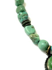 Vintage Handmade Turquoise Bead And Pendant Necklace Adjustable Length