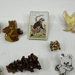 Vintage Animal Enamel Pin Lot Birds Panda Wildlife Cloisonne Gold (PIN-1)
