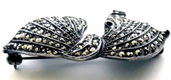 VINTAGE STERLING SILVER MARCASITE BROOCH | 11 GRAMS