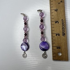 H7 Lot Pink Purple Cats Eye CG Glass Crystals Beaded Boho Hippie Retro Pendants