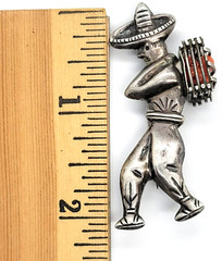 Sterling Man with Crate of Fruit Oranges Brooch Pin Made in Mexico – VINTAGE