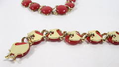 Lisner Vintage Red ‘Moon glow’ Lucite Thermoset Necklace & Bracelet Jewelry Set
