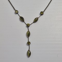 Bronze Bead Ball Green Y-drop Lariat Necklace Y2K Fairy Whimsy Garden Tea Party