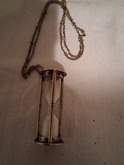 Vintage Hourglass, 3D Sand Timer, Necklace, 18” Chain