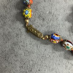 Vntg Venetian Murano Moretti Millefiori Glass Bead Bracelet 8.5 In