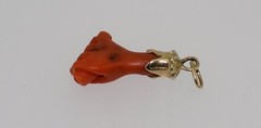 Victorian 14K Coral Figa Talisman Pendant