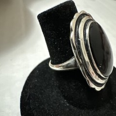 Uncas Vintage Sterling Silver Onyx 12x18mm Ring Size 6.5