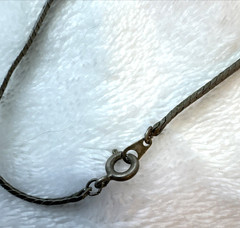 VTG Onyx glass black & silver herringbone chain 90s witchy goth amulet pendant
