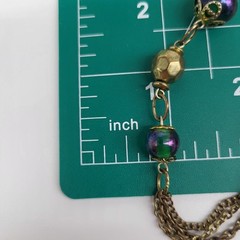 Vintage Art Glass Peacock Iridescent Venetian? Necklace 28″ Long Flapper Length
