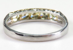 Antique Fancy Light Yellow Plat 18KY Cushion Diamond Wedding Band Size 6 EGL USA