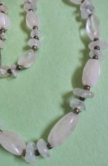 Vintage FROSTED QUARTZ & Silver Tone Beaded Choker Necklace