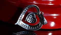 10k white gold pendant 0.10ct natural diamond heart charm vintage 1.16gr N3318