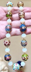 GORGEOUS Vintage Venetian Art Glass Wedding Cake & Opalescent Bead Necklace