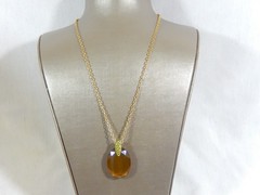 VTG 80’s LARGE SIMULATED TOPAZ AND PERIDOT PAVE GOLD TONE 24″ PENDANT NECKLACE