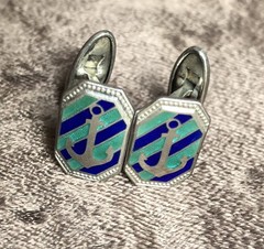 Antique silver 875 enamel cufflinks made in the USSR “Sea” Anchor