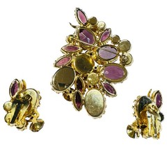 ALICE CAVINESS Brooch Earrings Set Unsigned Vintage Jewelry Verified