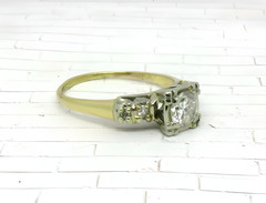 .50 ctw Diamonds European Cut 14k Yellow & White Gold Antique Engagement Ring
