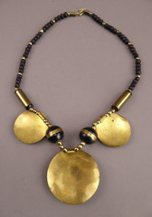 Vintage Necklace Big Ethnic Mixed Metals, wood beads, brass, copper, silver
