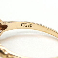 Antique 1920’s Diamond Faith Engagement 14K Two Tone Ring Size 6 UK-L1/2 Deco