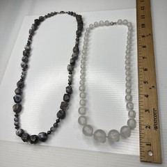 H1 Lot Lucite Acrylic Tan Resin Stones Beaded Taupe 70s Glam Retro Boho Hippie