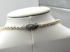 Vtg 18-1/4” Japanese Graduated Cultured Akoya Pearl Necklace 7.1-3.4mm 14k Clasp