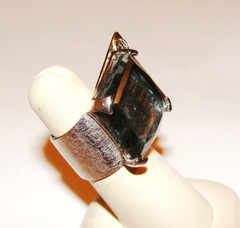 MCM Designer Vintage Mexico Sterling Silver 17.6g Smoky Gray Glass Ring 6 – 6.5