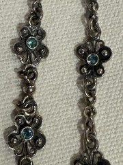 Vintage Silver Plate? and Faceted Blue Rhinestone 8.5” Bracelet