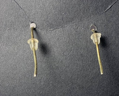 Gold Wash Sterling Silver & Black Onyx Dangle Flower Earrings Victorian Style