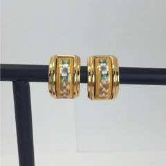 Hermes Vintage Cloisonne’ Luxury Enamel Floral Clip On Earrings in original box