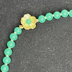 Vintage Jade Green Knotted Necklace 15” W/ Brass Clasp Japan