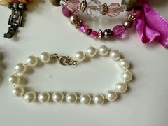 Vintage Bracelet Lot + Watch Some Stretchable Faux Pearls Stones Glass Beads