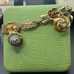 Custom Vintage Gold Filled Pocket Watch & Mesh Chain Bracelet w Charms & Regalia