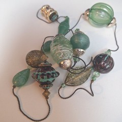 Chunky Bead Station Necklace Glass Plastic Metal Beads Boho