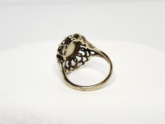 Vintage 14KHGE Gold Plated Ring with White Opal Gemstone – Cracked Stone, READ