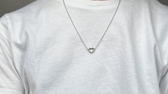 14K Solid Gold Cute Heart Natural Diamond Pendant Necklace, 16 Inch Length