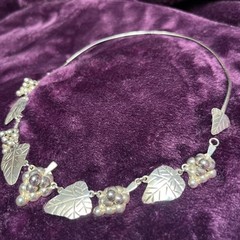 Vintage Art Deco Mexican Sterling Silver modern Grape Necklace ~16.5”; 36 grams