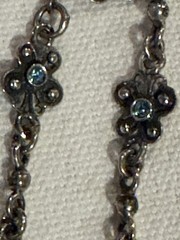 Vintage Silver Plate? and Faceted Blue Rhinestone 8.5” Bracelet
