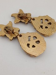 EXTRAORDINARY JACKY DE G Gold Tone AB Stones Starfish dangle clip-on earrings