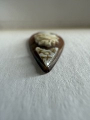 UNIQUE Teardrop 1860s Loose Carved Shell Cameo – Woman w/Flower – 24 x 21mm
