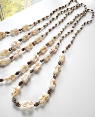 Vintage Bohemian Cowrie Shell Necklace Lot of Three Ocean Beach 30in