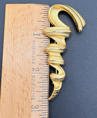 Vintage Tona Modernist Twist Corkscrew Swirl Shiny & Matte Gold Tone Brooch